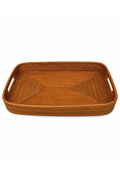 ipekbambuhome El Örgüsü Rattan Dikdörtgen Sunum Tepsisi 40x30 cm – Dekoratif ...