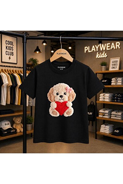 playwear تي شيرت للأطفال مطبوع عليه شريط على شكل قلب دوجي 100% للأطفال من الج...