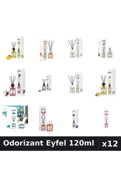 Eyfel Set 12 Odorizante Camera cu Betisoare - 12 Arome Asortate, Parfum Inten...