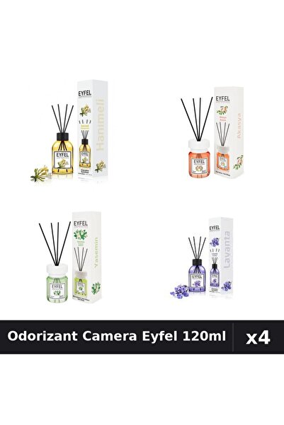 Eyfel Set 4 Odorizant Camera cu Betisoare - Acacia, Iasomie, Lavanda, Mâna Ma...