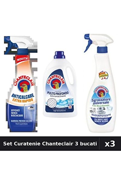Chanteclair Set 3 Curatenie 1575ml 600ml 625ml - Detergent, Degresant, Bicarb...