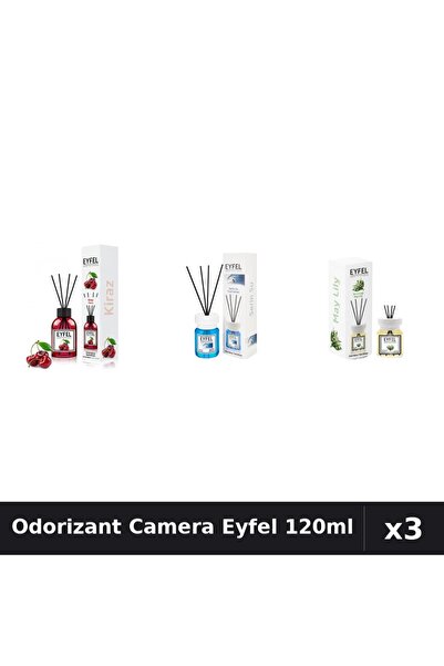 Eyfel Set 3 Odorizant Camera cu Betisoare - Cirese, Cool Water, Lacramioare 1...
