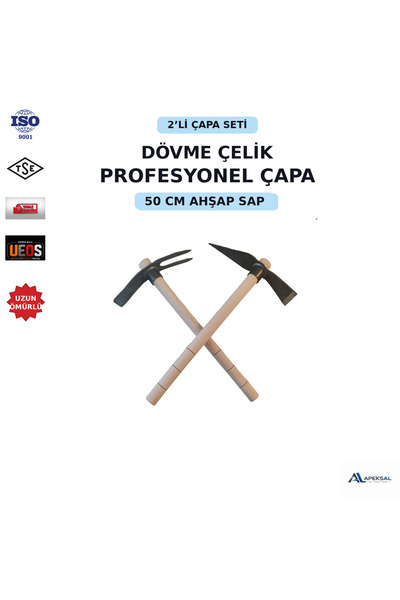 Apeksal 2’li Çapa Seti – Dövme Çelik Bahçe Çapası 50 cm Ahşap Saplı Hobi Bahç...
