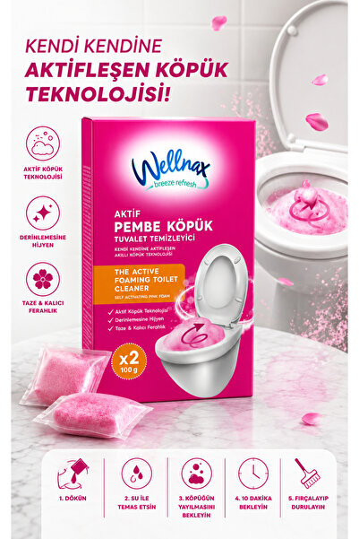 Wellnax breeze refresh Aktif Pembe Köpük Tuvalet Klozet Temizleyici 2x100 gr