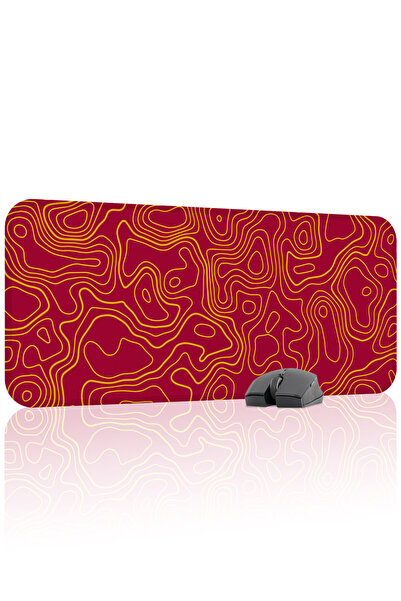 mousepad bastir لوحة ماوس للألعاب باللون الأصفر والأحمر مقاس 70 × 30 XL، قاعد...