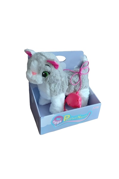SUDESA OYUNCAK PELUŞ PİLLİ SESLİ YÜRÜYEN TASMALI KEDİ KUYRUK SALLAR PL50130