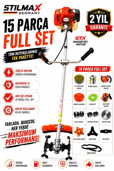 stilmax Germany 15IN1 Profesyonel Seri Çizilmez Piston Çok Amaçlı Benzinli Tı...