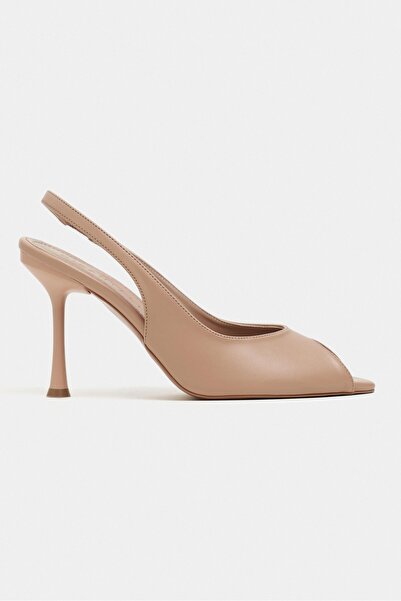 NİŞANTAŞI SHOES حذاء بيتي تن مات نسائي بكعب مفتوح من الأمام