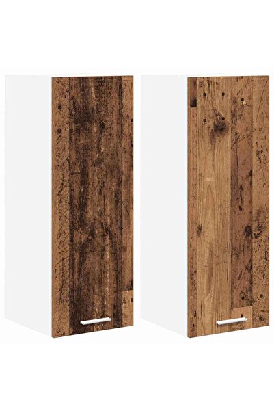vidaxl Wall cabinet with 2 doors Old wood and White 30 x 31 x 80 cm