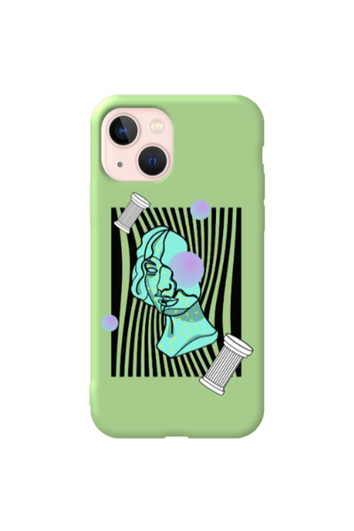 Other Apple iPhone 13 Columns Light Green Colored Silicone TPU Θήκη