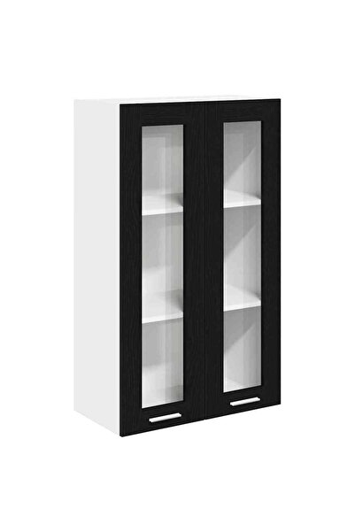 vidaxl Riga Black Oak Wall Cabinet with Door 60 x 31 x 100 cm