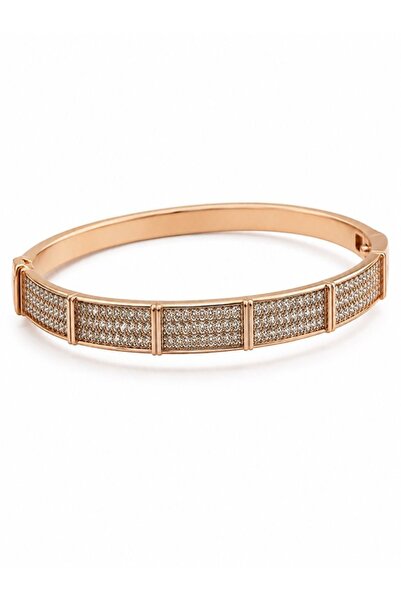 shoppy delight Crystal-Embellished Segmented Bangle – Polished Rose Gold Finish