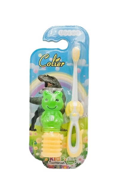 colier Kids Ultra Soft Toothbrush with Toy – Frog & Dog Set