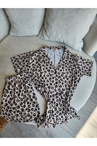Pijamigas Milan LEOPARD Kadın Pijama Takımı - Şortlu