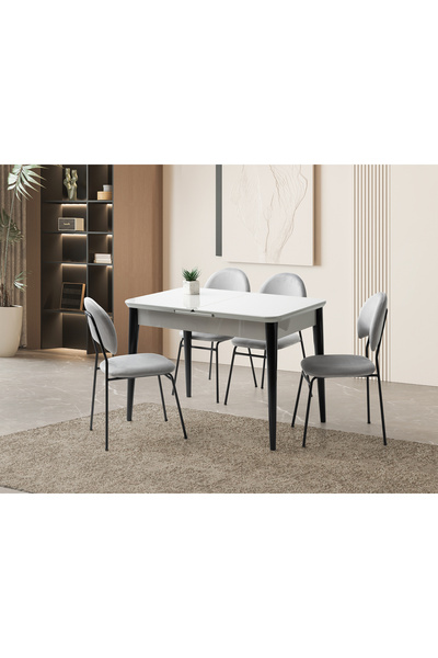 Viento Mobilya Koza Tekno Kenar Açık Gri Renk Highgloss Açılır 110X70 Masa 4 ...