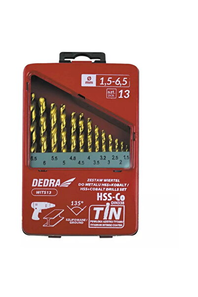DEDRA EXIM Metal drill bit Top Bottom Set HSS+cobalt+TiN, 13pcs, 135°
