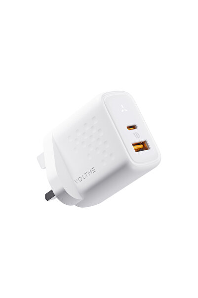 VOLTME شاحن Revo 35 Duo CA السريع بتقنية GaN III بقوة 35 واط، قابس بريطاني، م...