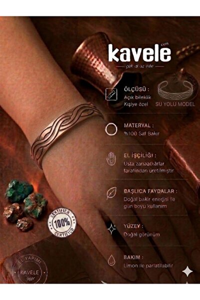 KAVELE Pure Copper Motif Bracelet-For Health-In Gift Box