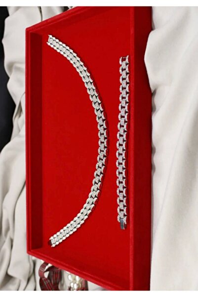 eboxluxury Luxury jewelry Top Bottom Set with pave links - necklace and bracelet