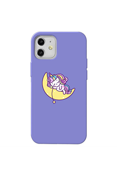 Other Apple iPhone 12 Sleeping horse Purple Colored Silicone TPU Θήκη