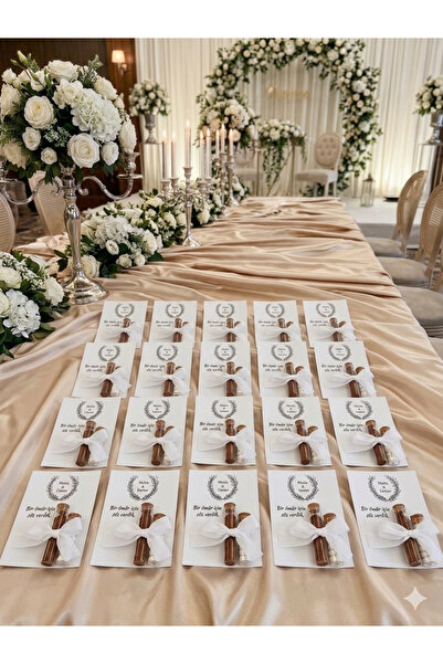 BYMELİKEDEN Özel Tasarım Nikah Şekeri -CAM Şeffaf Tüp Kahveli & Draje Çikolat...