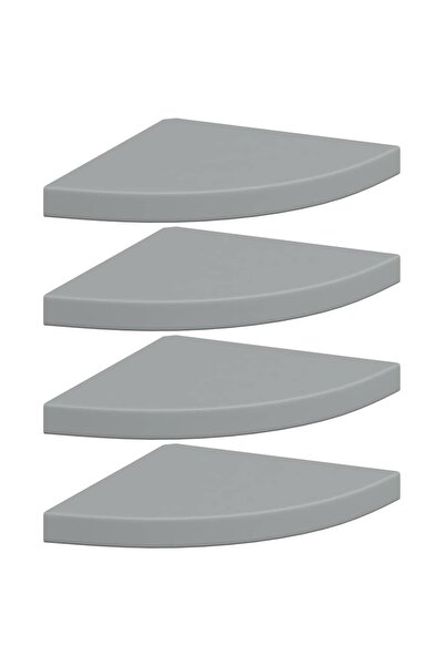 vidaxl Rafturi colțar de perete, 4 buc., gri, 35 x 35 x 3,8 cm, MDF