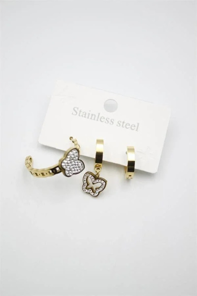 Marsilyan Nvdn- Ieg - 3-Piece Butterfly Earrings - Gold Iegrs-Nvdn1