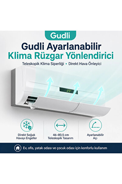 Gudli Ayarlanabilir Klima Rüzgar Yönlendirici Teleskopik Klima Siperliği Dire...