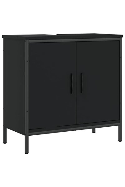 vidaxl Dulap pentru chiuvetă baie, negru, 60x30x60 cm, lemn prelucrat