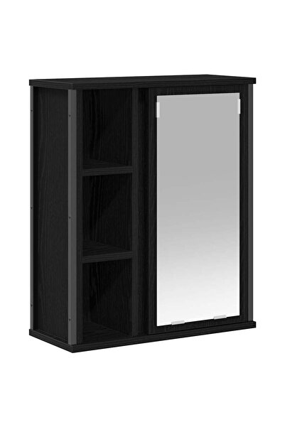 vidaxl Dulap de baie cu oglindă stejar negru 50x21x60 cm