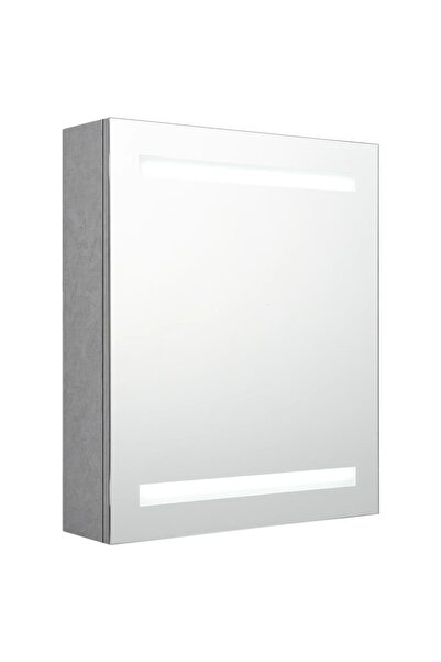 vidaxl Dulap de baie cu oglindă și LED, gri beton, 50x14x60 cm