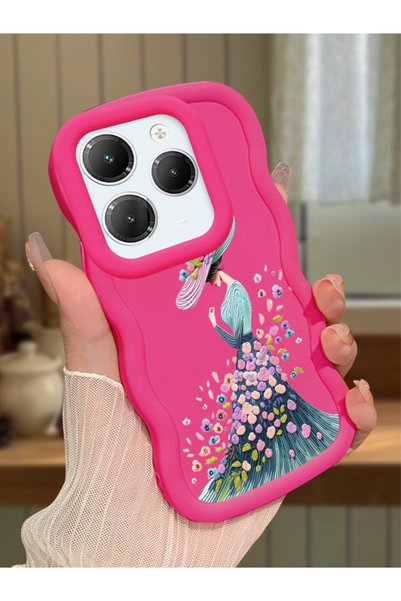 Hontinga Infinix Hot 40 Pro Compatible Case Camera Protector Red Silicone Cou...