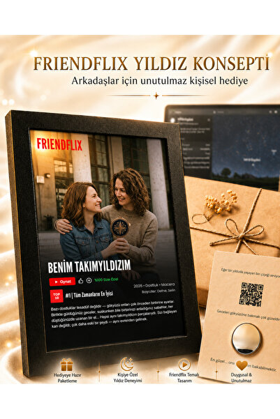 Yedinci His Arkadaşa Kişiye Özel Fotoğraflı Friendflix Tablo, Yakın Kız - Erk...