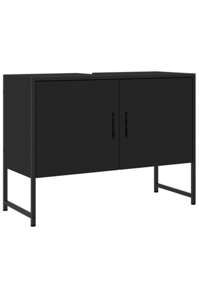 vidaxl Dulap chiuveta de baie, negru, 80x33x60 cm, lemn compozit