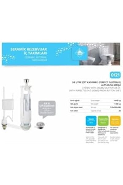 Yıldızan Terra Organik Nkp 3/6 Liter Double Stage Toilet Cistern Inner Set Te...