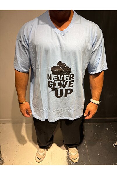 Bas Body FitnessWear Plus Size Never Give up Printed V-Neck 100% Cotton Light...
