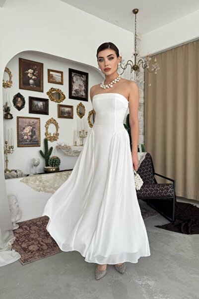 Caddebostan Moda Women's Strapless Evening Dress Stylish Event and Graduation...
