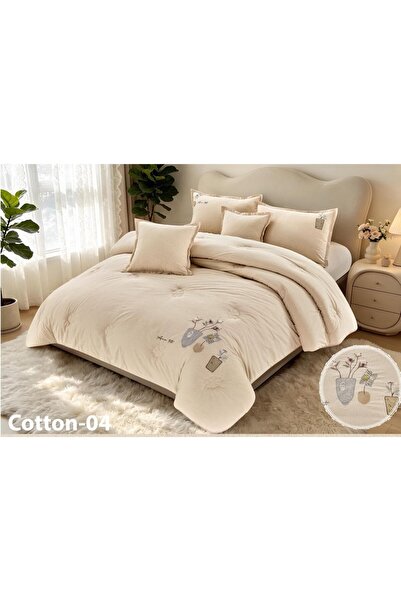 Barigo Plain Bedspread, 100% Cotton, Embroidered, 6 Pieces.
