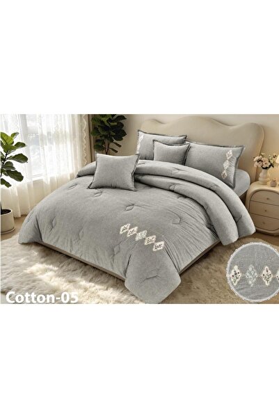Barigo Plain Bedspread, 100% Cotton, Embroidered, 6 Pieces.