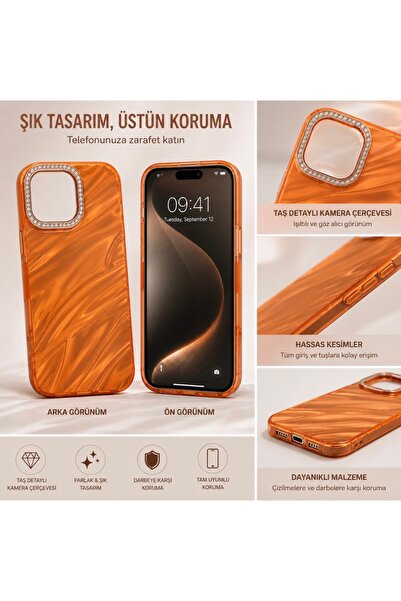 iPhone 16 Pro Max Aynalı Taş Detaylı Premium Kılıf – Şık ve Koruyucu Tasarım