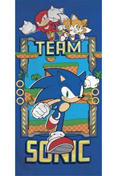 Sonic Πετσέτα Παραλίας Ομάδας από Μικροΐνες, 140x70εκ. Μπλε