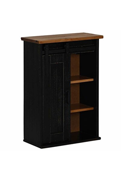 vidaxl Dulap suspendat HALDEN cu ușă glisantă negru 49x22,5x70 cm pin