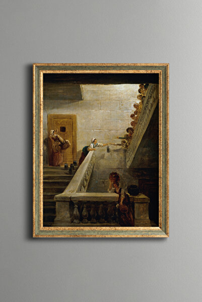 epiqart Historical Staircase Scene - Vintage Patterned Frame - Slim Model