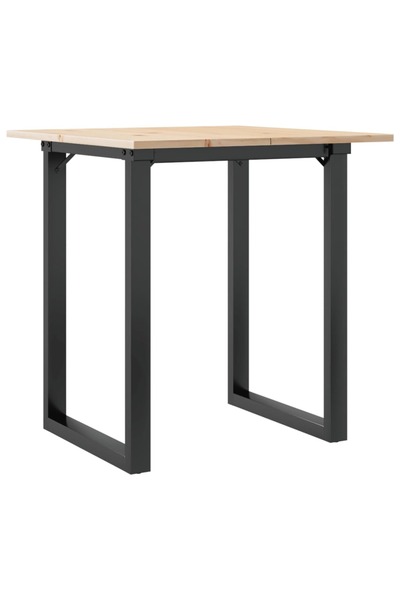 vidaxl Masă de bucătărie, cadru O, 60x60x75 cm lemn masiv pin și Oţel
