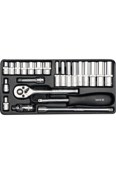 yato Tubular Kit 1/4" , YT-14421, 23 pieces