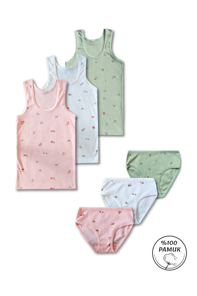Panfilia 100% bumbac, set de 6 piese pentru fete, chiloți sport, set de 3 pie...