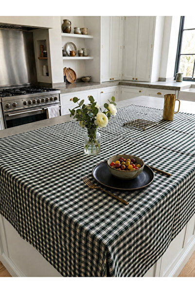 MED HOME Soft Kare Doğal Pamuklu Dekoratif Örtü 170x170 cm Çok Amaçlı Kullanı...