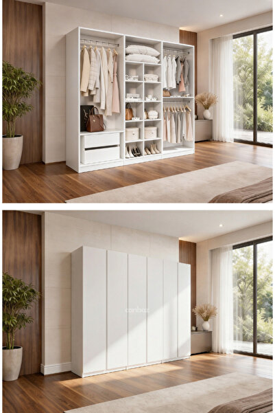 CANBAZ FURNİTURE Mira modüllü 6 MDF kapaklı %100 MDF (KURULUM DAHİL)