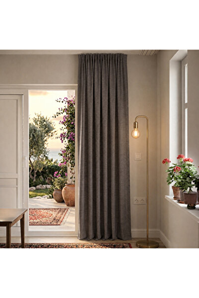 MebelPort Curtain 100% Linen Blackout Curtain 1X2 American Pleated Blackout C...