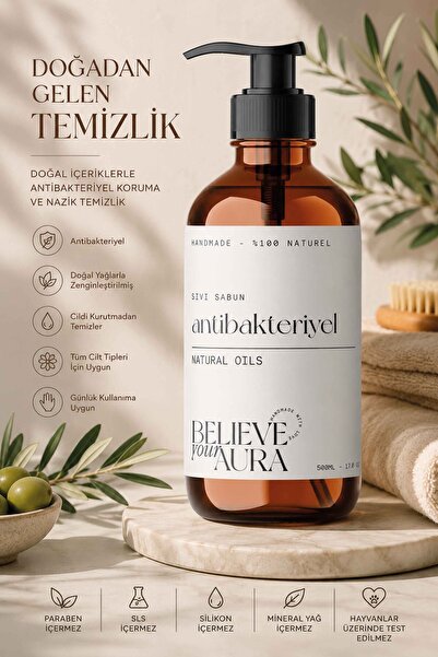 Believe Your Aura Bakteri Karşıtı Sıvı Sabun - %100 Doğal Çay Ağacı Yağı, Kek...